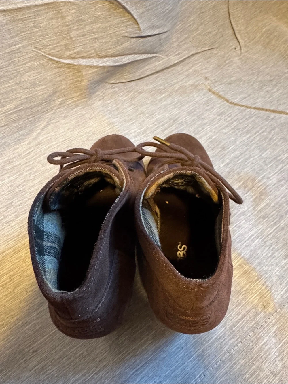 Skechers BOBS Dark Brown Suede Wedge Ankle Booties